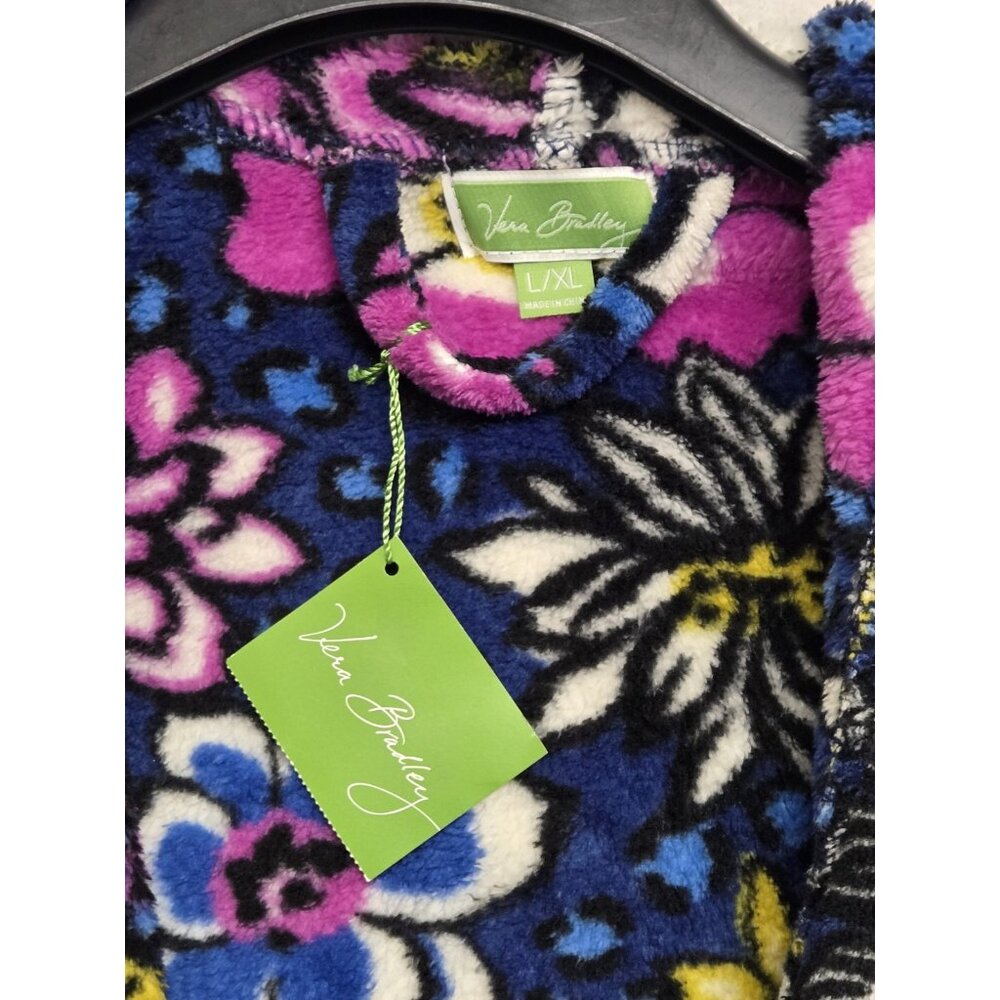 Vera Bradley Womens L/XL African Violet Hooded Fleece Robe Tie Belt Pockets - Picture 5 of 7